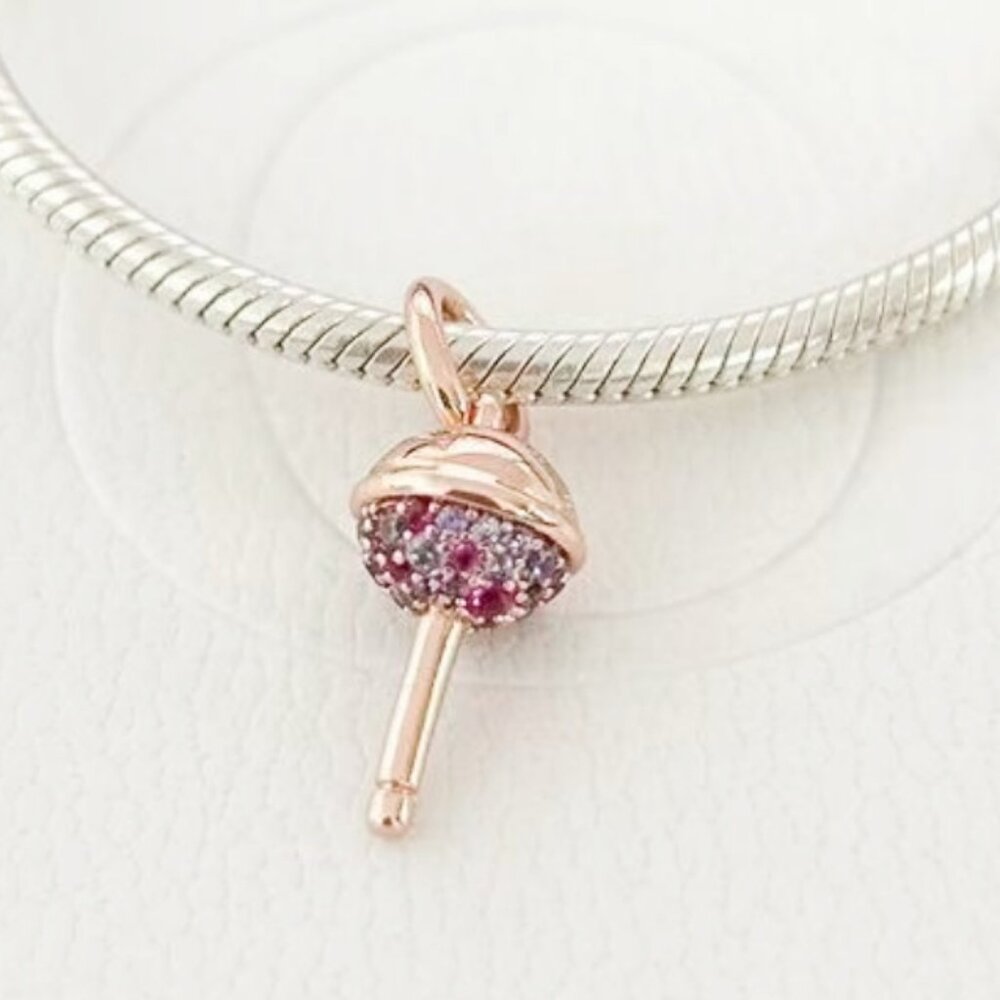 Pandora Sparkling Candy Lollipop Dangle Charm Rose Gold-Plated